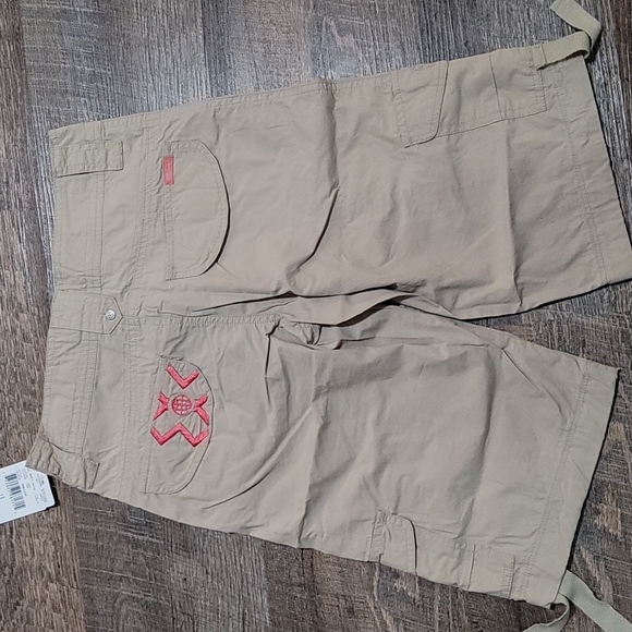 Beige size 12 cargo shorts designed by X-Games NWT NEW tie up legs unisex - Picture 2 of 6
